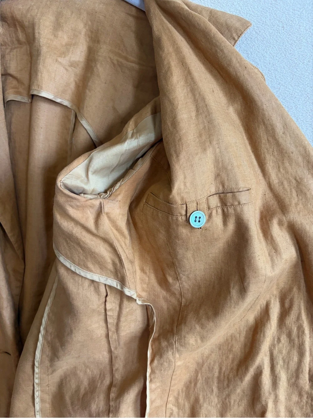 JCrew 100% Linen Camel Brown Blazer Jacket Size 4 Vtg 90s